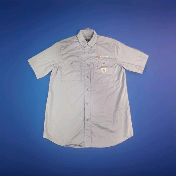 Carhartt Other - Carhartt Force Ridgefield Men's Sz M Gray Relaxed Fit Short Sleeve Button-Up